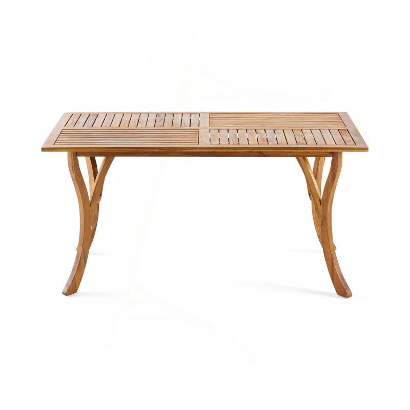 Outdoor 59 Inch Rectangular Solid Wood Table Dining Table,Teak Finish