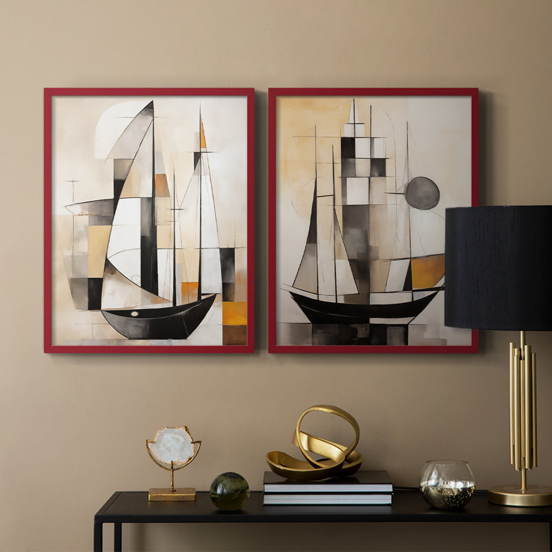NAUTICAL Series CCCLLXXVVI - Impression encadrée de qualité supérieure - prête à être accrochée - pas de clous requis - pas de clous requis