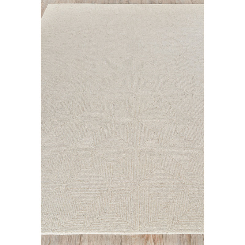 Caprice Geometric Handmade Tufted Area Rug, Rectangle 6' x 9', Light Beige/Ivory