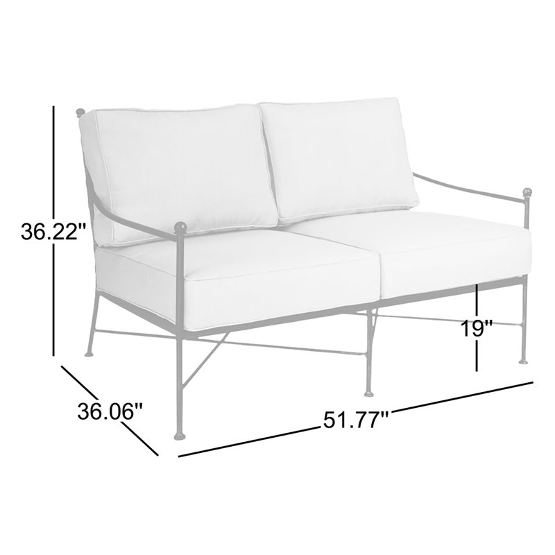 Lucier 51.77'' Wide Straight Iron Loveseat with Sunbrella® Cushions, Canvas Flax Sunbrella® Canvas
