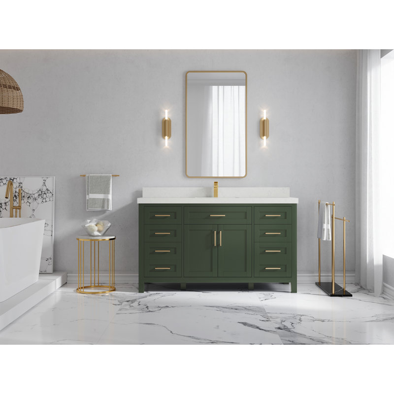 Ensemble de meuble-lavabo simple 60 po Gvido Cambridge, Quartz de Carrare