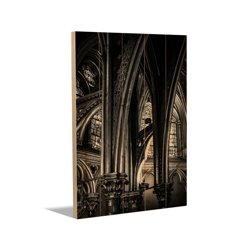 Reproduction d'art mural en bois - La cathédrale gothique VII d'Alexandre Venancio