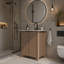 Armoire de salle de bain brune sur pied, avec lavabo en céramique blanche, installation en 1 minute, pliable et facile à transporter