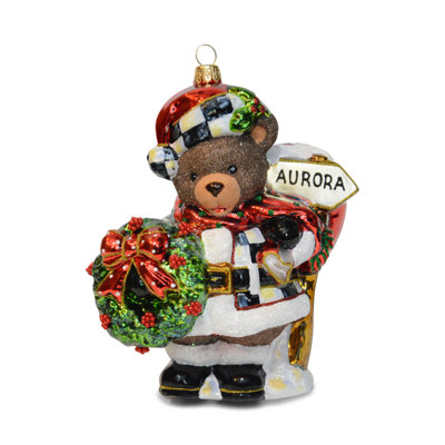 Aurora Teddy Bear Glass Ornament