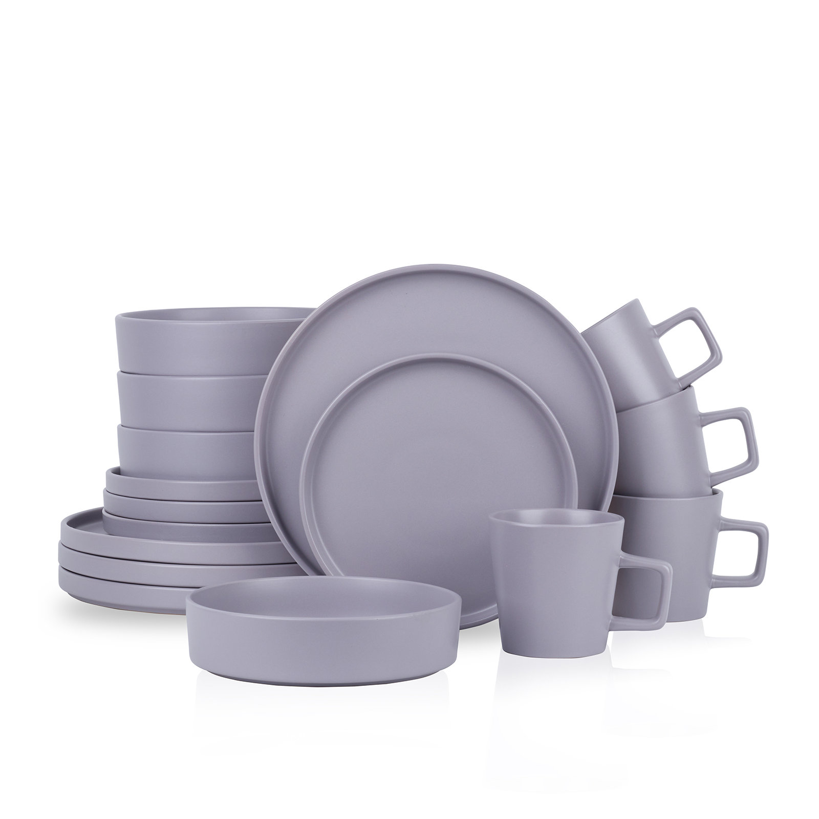 Stone Lain Cleo 16-Piece Dinnerware Set Stoneware, Light Gray