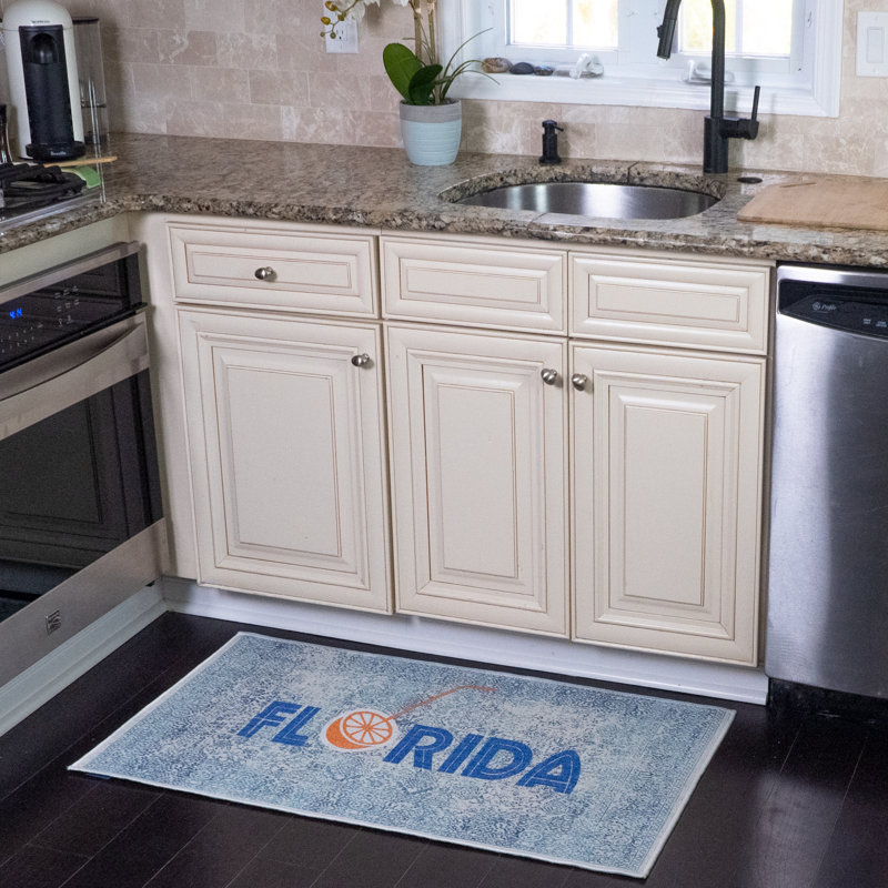Tapis gris / bleu en coton