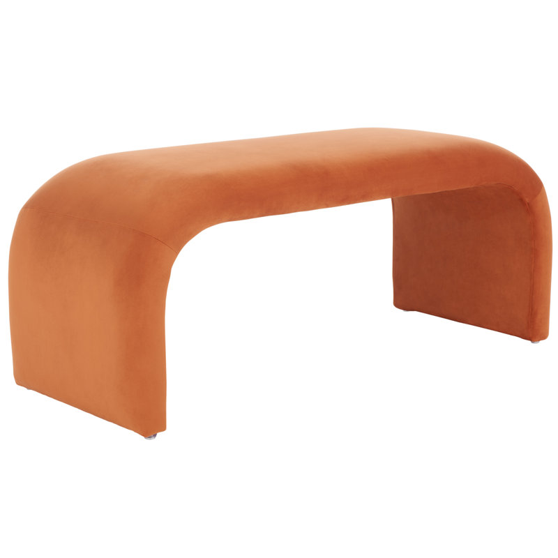 Andee Velvet Upholstered Bench, Rust Velvet