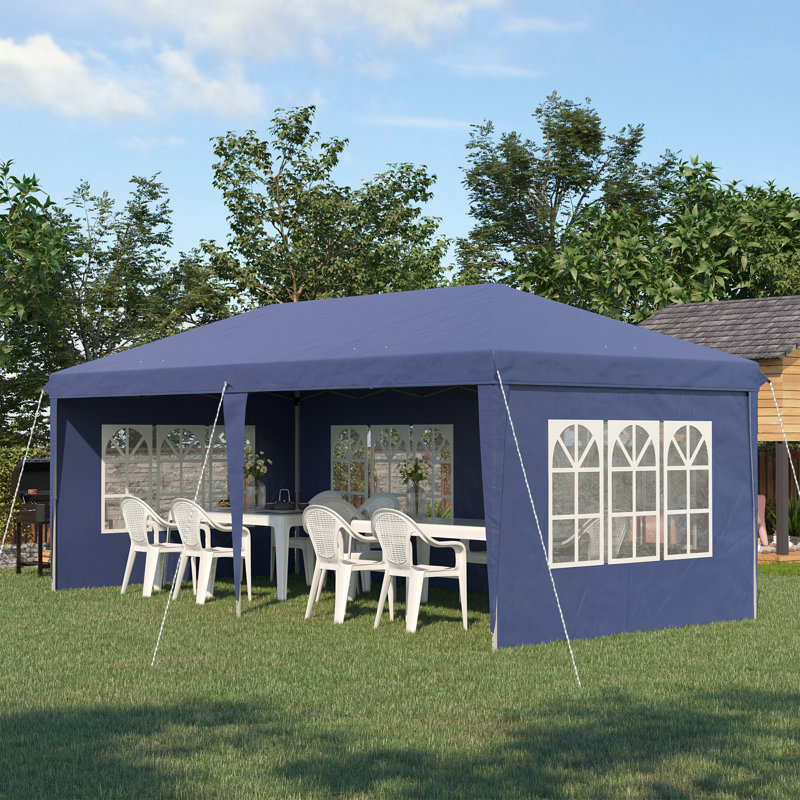 6m x 3m Steel Pop Up Canopy, Blue