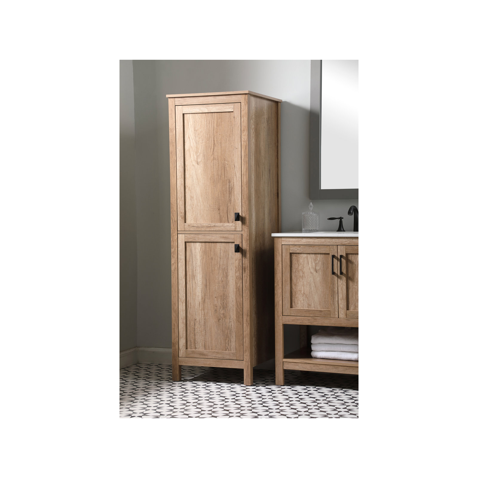 Natural Oak/Matte Black, 65"H x 20"W x 22"D