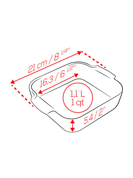Appolia 3 Qt. Ceramic Square Casserole, Blue,  2'' H x 8.25" L x 6.5" W
