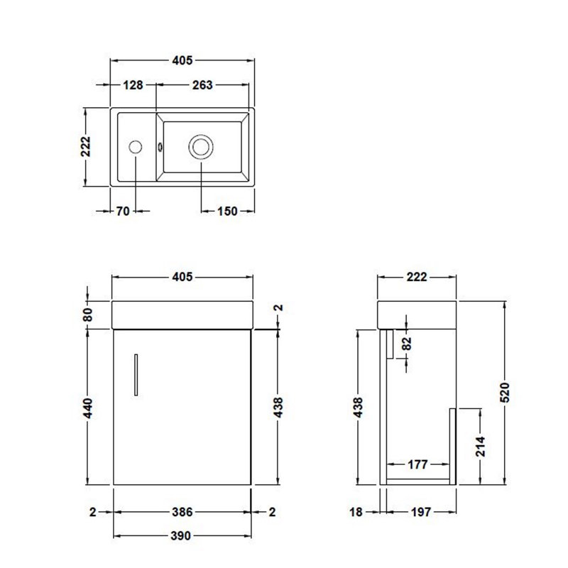 Vault 400mm Single Bathroom Vanity with Integrated Vitreous China Basin, Anthracite Woodgrain