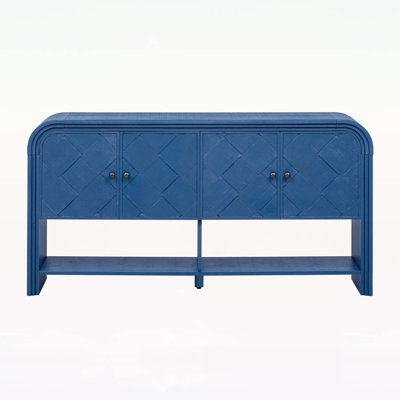 Oasis 60" Curved Sofa Entry Table with Two Cabinets