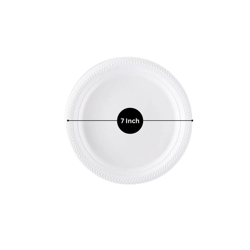 Disposable Plastic Serving Round Plates 7" White