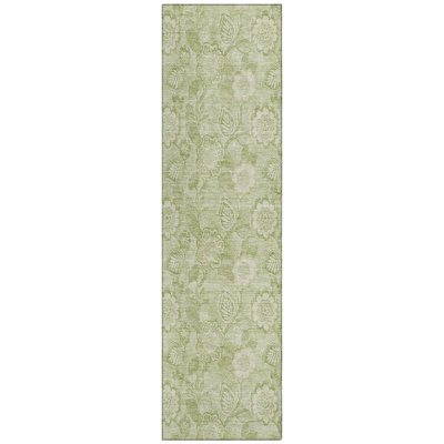 Machine Washable Indoor/Outdoor Xhevrie Sage Rug