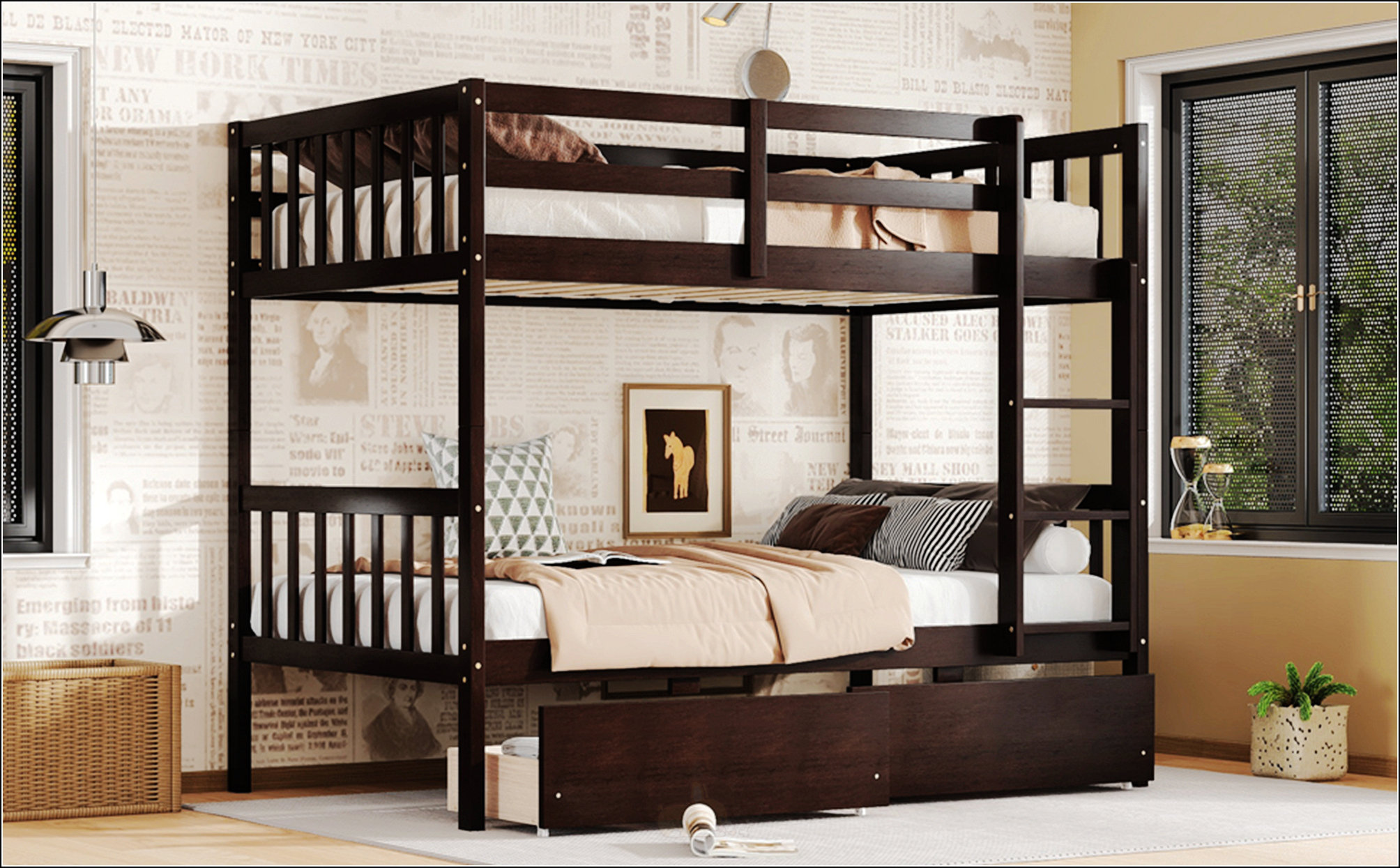 Ophelia & Co. Twin Over Twin Bunk Bed With 2 Drawers | Wayfair