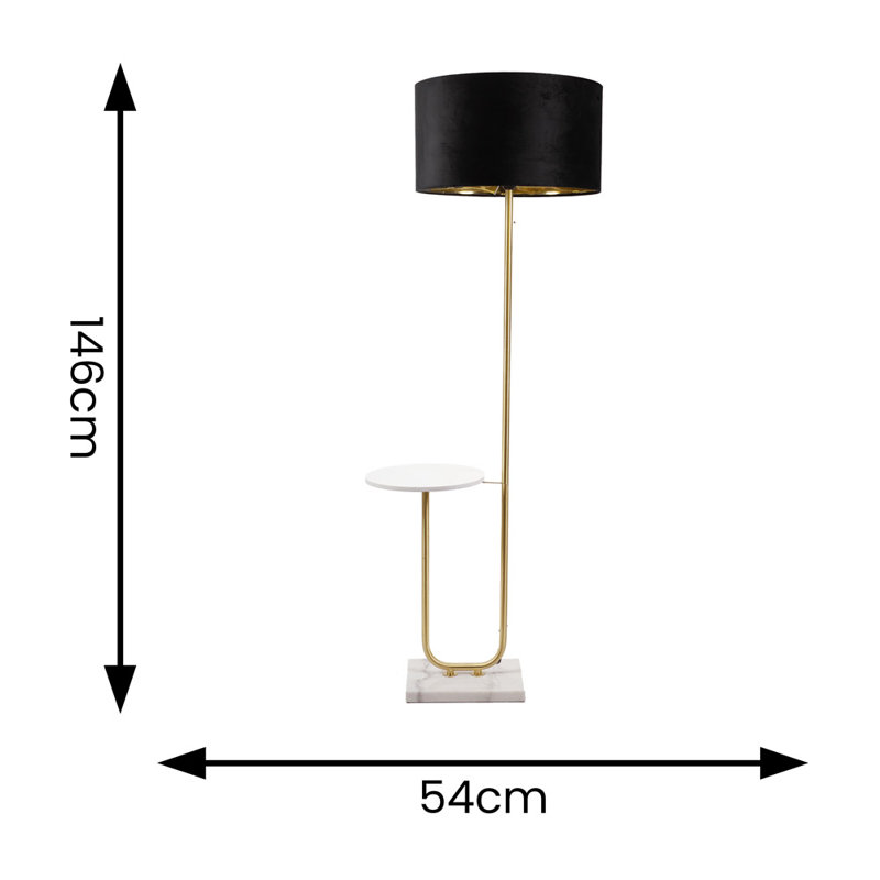 Ahlayla 146cm Traditional Floor Lamp, Brushed/White, Yes, Black/Gold