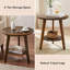 Ensemble de 2 tables de bout rondes en bois massif à 2 niveaux avec tablettes de rangement-849436488-849436493