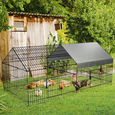 Glessite 24.1 Square Feet Chicken Coop with Chicken Run For Up To 8 Chickens