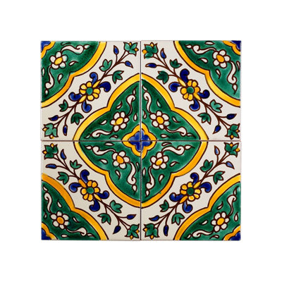 Mediterranean 4'' x 4'' Hand Painted Ceramic Decorative Accent Tile