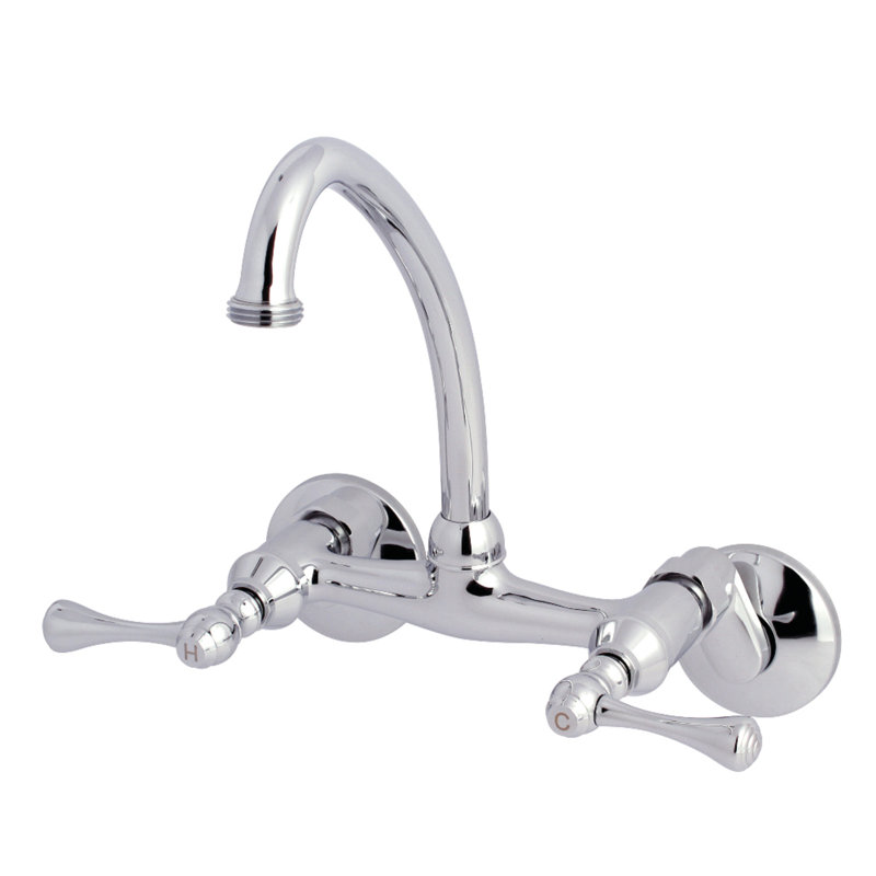 Robinet de buanderie mural 2 trous Kingston, Chrome poli