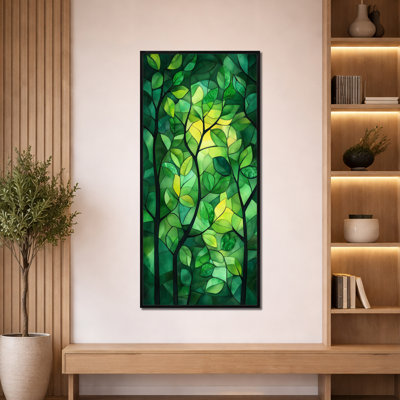 «Green Yellow Green Leaves in Moonlight Collage I», reproduction sur toile botanique, art mural nature