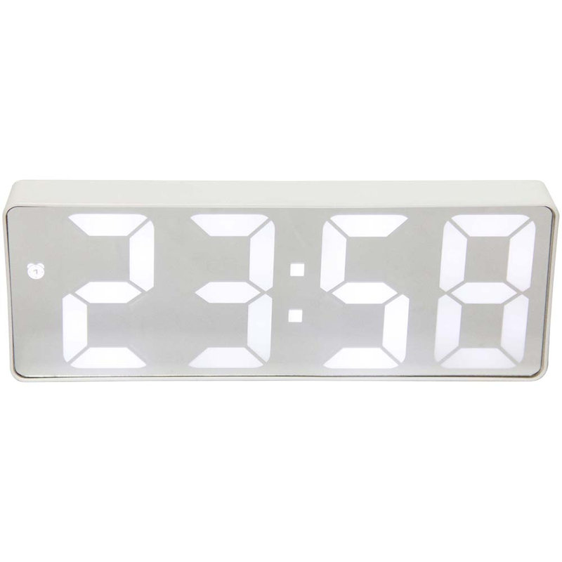 Table Clock Rectangle Plastic Tabletop Clock with Alarm Function 6.25 Inches, White