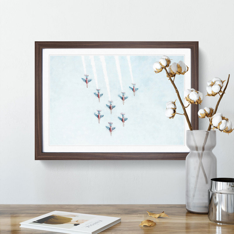 Plane Aerobatics - Framed Print, Walnut Framed, 45cm H x 63cm W x 2cm D