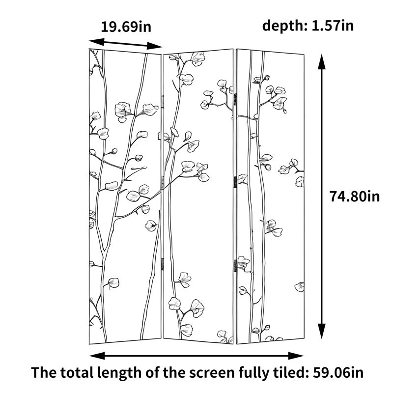 Paravent en alliage d'aluminium Vintage Floral, H 74,8 po x l 59,06 po x P 1,57 po