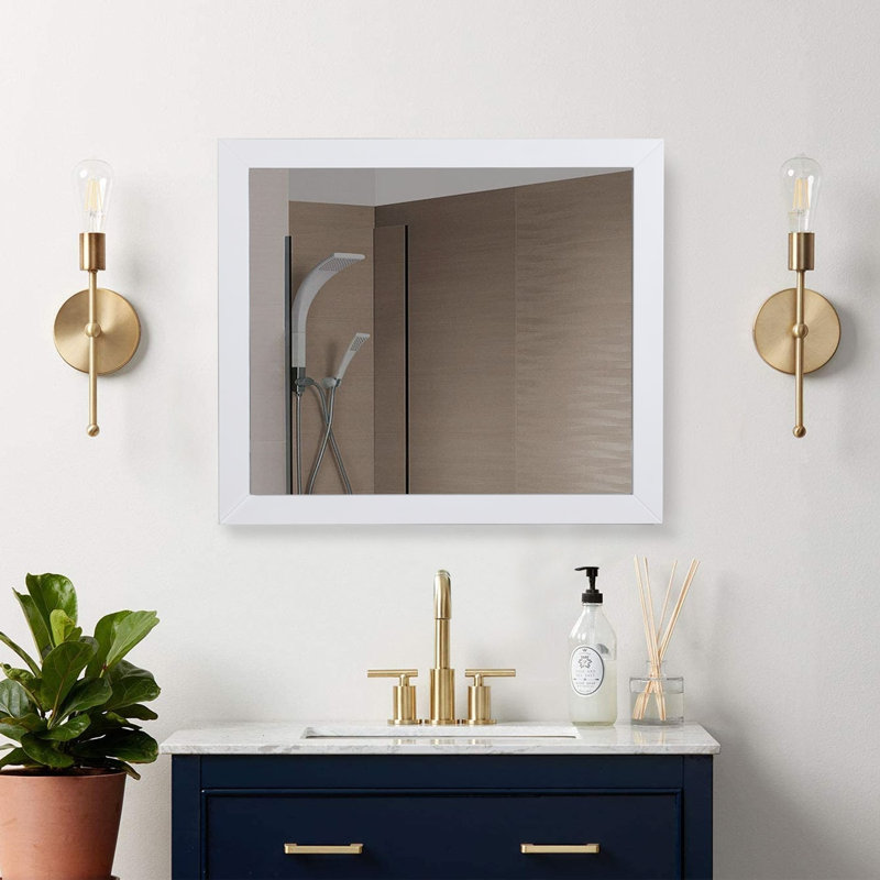 Neako Solid Wood Wall Mirror, White