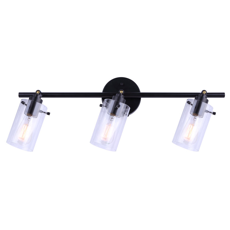 Joni Matte Black 24" Track Lighting Kit with Clear Glass Shades