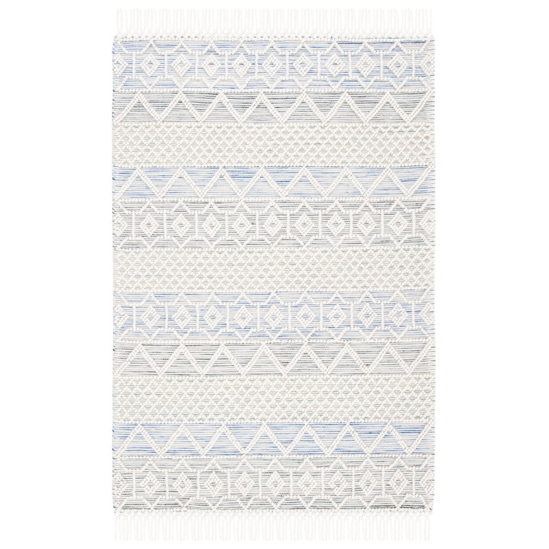 Tapis ivoire / bleu clair Aldeline 875, Rectangle 8 pi x 10 pi