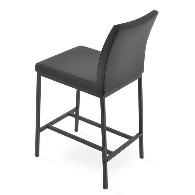 Tabouret Aria, Tabouret de bar (siège d'une hauteur de 29 po), Noir, Similicuir noir