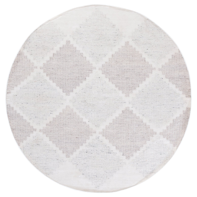 Kilim Hand Woven Recycled P.E.T. Geometric Indoor Rug, Round 6'