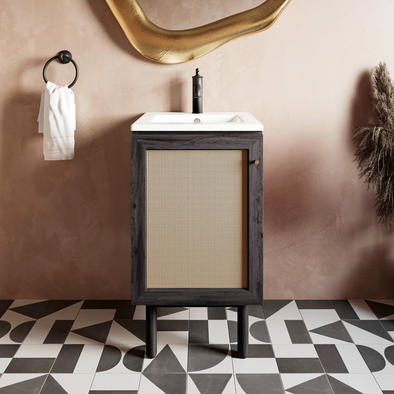 Classe 18" Bathroom Vanity, Black Oak, White