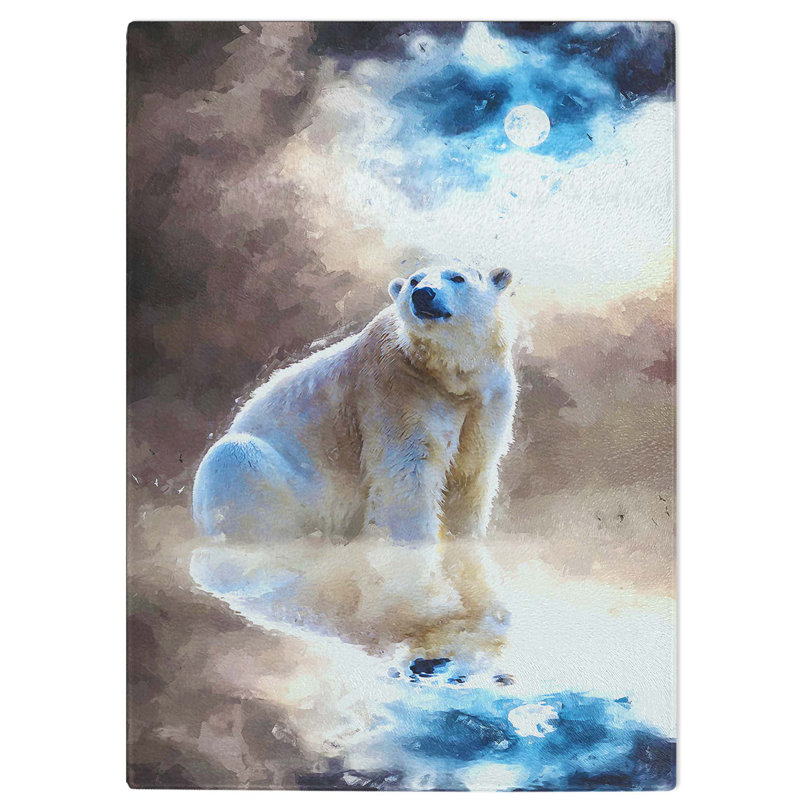Tempered Glass Polar Bear Chopping Board, 28.5 cm W x 39 cm L