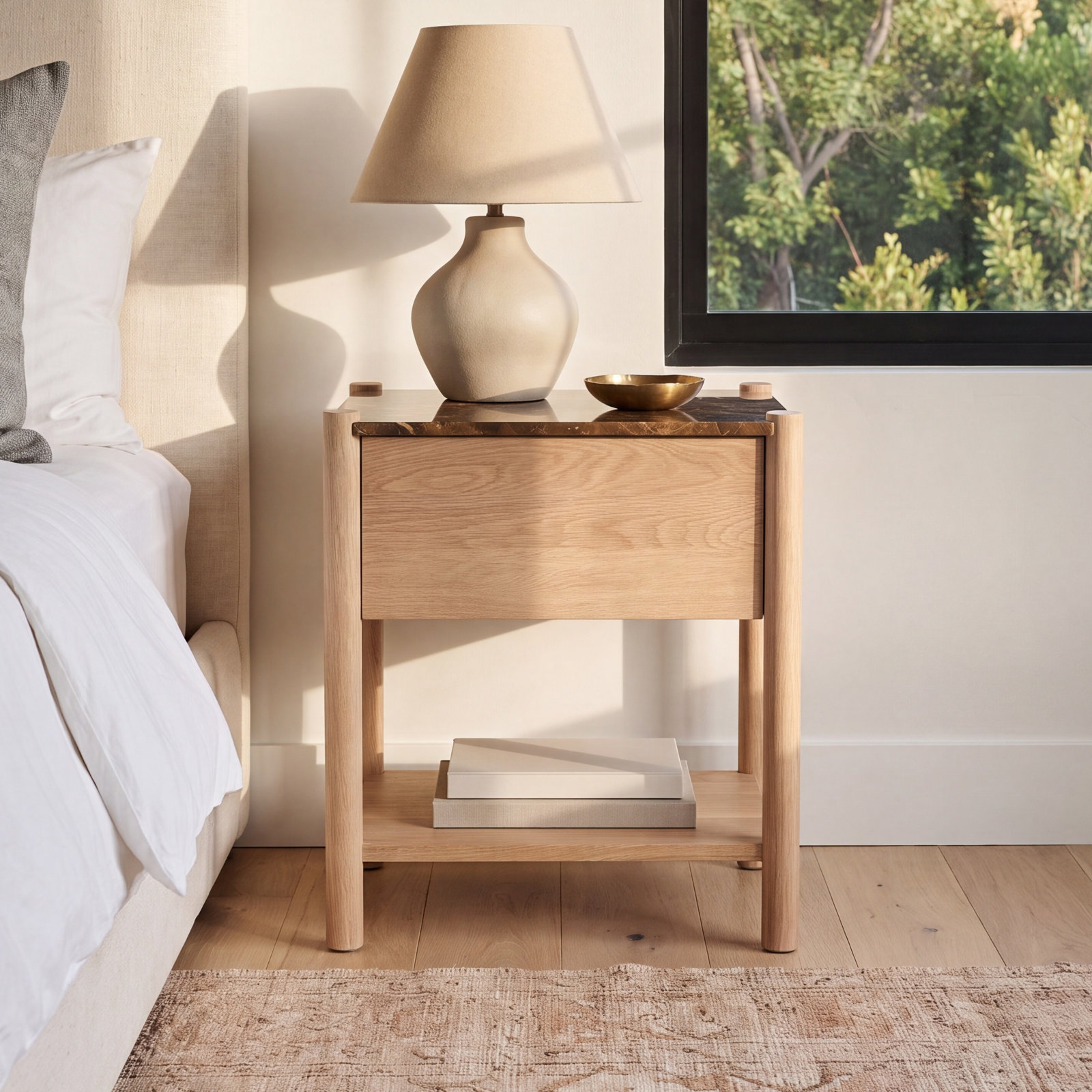 Lucien Genuine Marble Nightstand