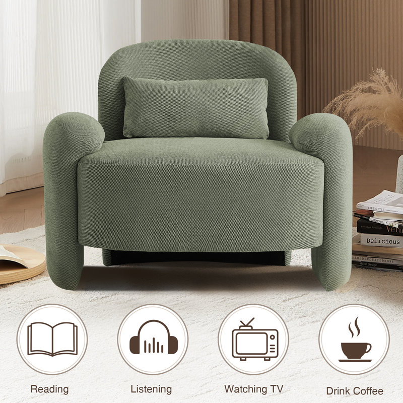 37.2 Wide Oversized Upholstered Sofa Chair, Green