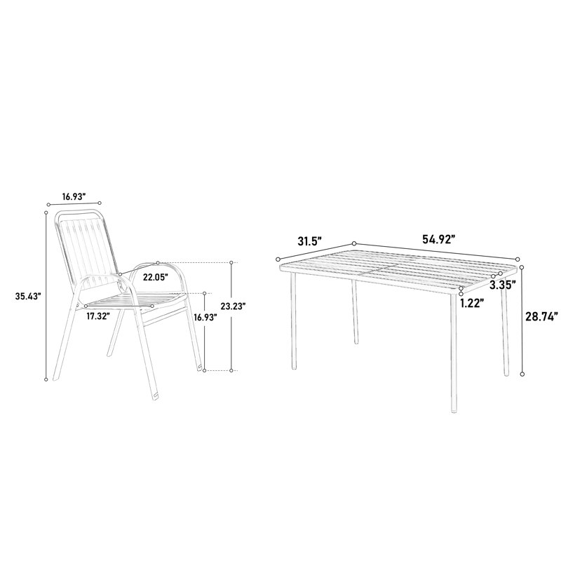 Ensemble de salle à manger d'extérieur 7 pièces avec table et chaises, Brun