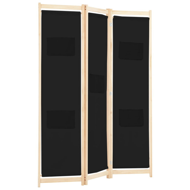 Rizzo 170cm H Folding Room Divider, Black, 120 x 170cm, 3