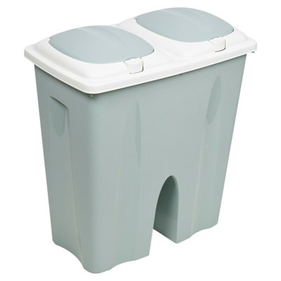 Annabesook Plastic Manual Lift Multi-Compartment Rubbish & Recycling Bin - 50L