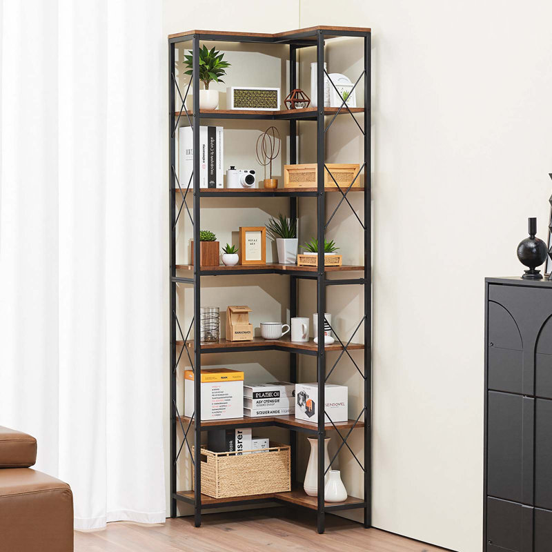 78.7" H x 23.6" W 7 Tier Corner Bookcase L-Shaped Organizer