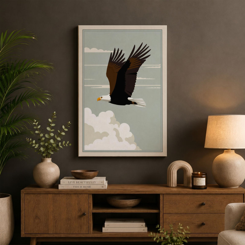 Soaring Eagle Mid-Century - Wrapped Canvas, 24x16 - 61.0 x 40.6 cm, Terracotta Border