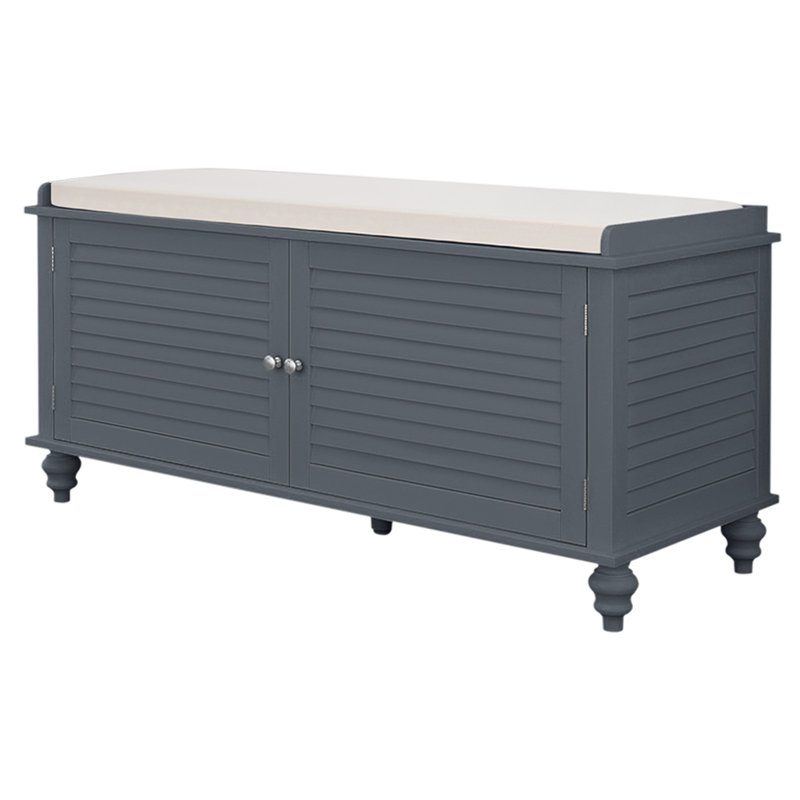 Libbey Linen Upholstered Storage Bench, Grey