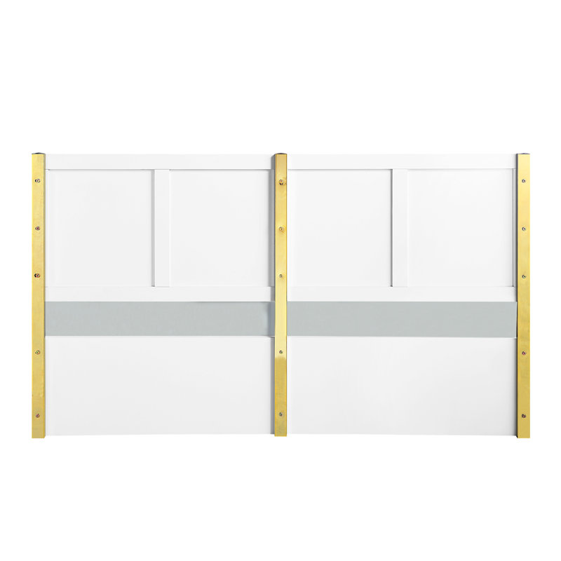 White Ek Bed In High Gloss - No Box Spring, Fully Kd, Wave Pattern, 39 Slats, 4 Metal Legs, Holds Up To 660Lbs Weight Kd Structure, Slats Included, Max Weight-Bearing Capacity