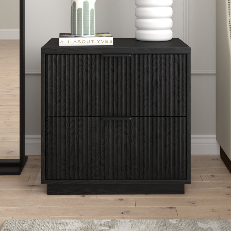 Bossett 24" Wide Rectangular Nightstand, Black Grain