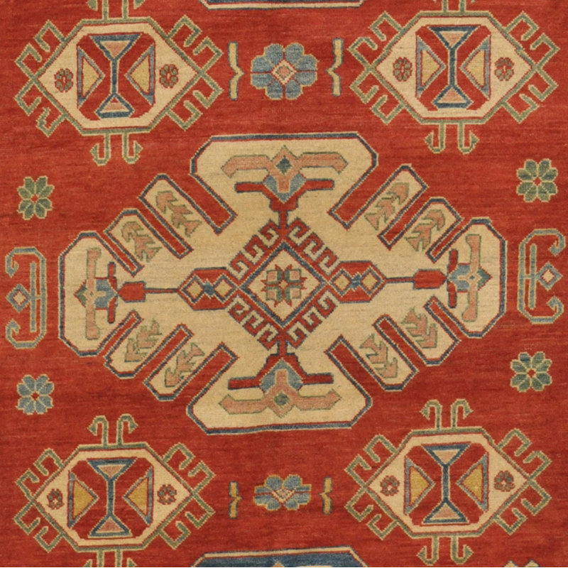 Tapis zone en laine noué la kazak rouille/beige 6 pi 2 po x 10 pi en laine one-of-kind-the main Coleman