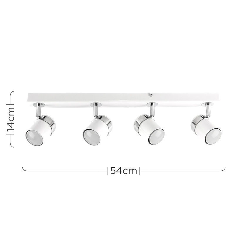 Lacey 4-Light 54cm Ceiling Spotlight, White, 6500K