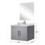 Meuble-lavabo gris foncé 61 cm x 56 cm avec comptoir en marbre, miroir et robinetterie - Résistant à l'usure et aux déchirures - Comptoir simple, miroir de 46 cm et résistance