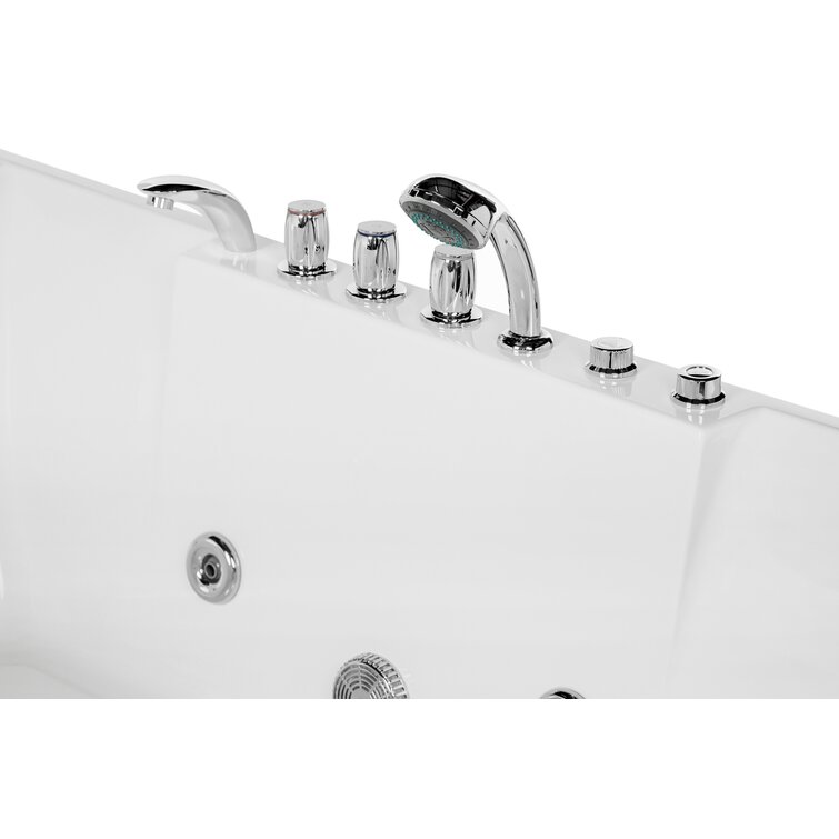 72 X 48 Acrylic Rectangle Whirlpool Bathtub - 10 Water Jets - Led Lights  - Left Side Drain - 3-Side Alcove Install - On Sale - Bed Bath & Beyond -  33466800