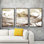 3 pièces murales encadrées pour salon, chambre à coucher Golden Waves